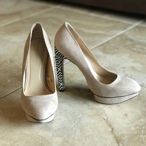 Zara suede with patterned heel